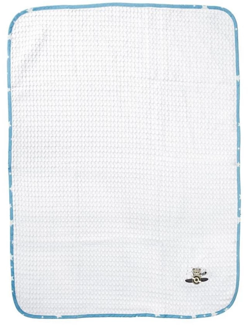 Κουβέρτα Πικέ Με Κέντημα bebe Aviator 184 80X110 White-Sky Blue 100% Cotton - -