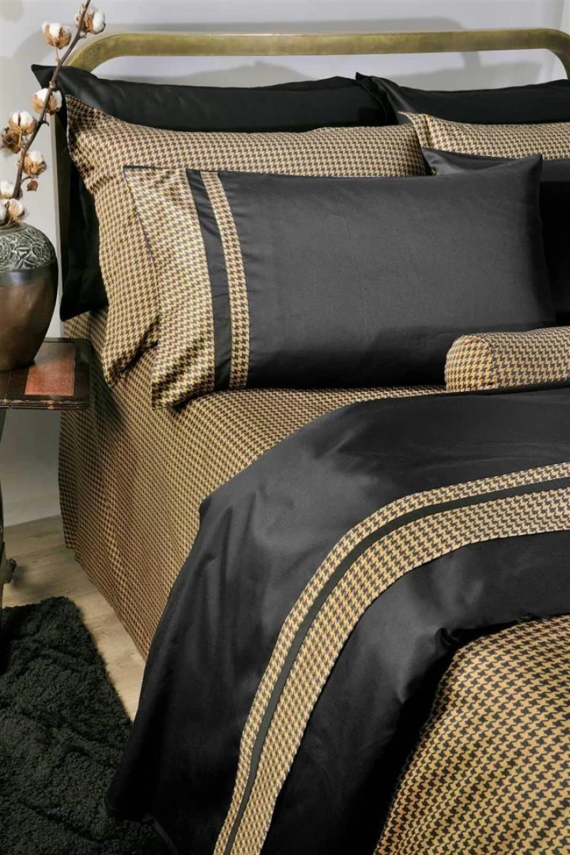 Σετ Σεντόνια Down Town S-827 Pie De Poul Black - King Λάστιχο 180x200+35