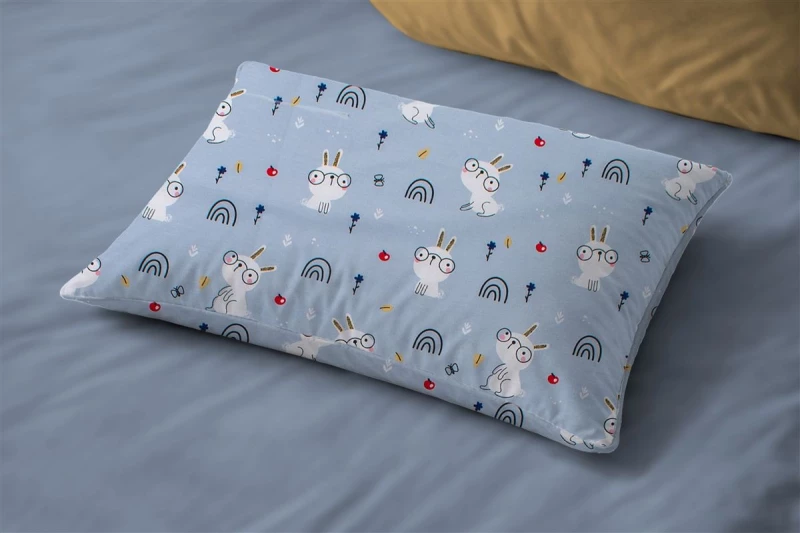 Μαξιλαροθήκη Εμπριμέ kids Rabbit Garden 584 50X70 Sky Blue 100% Cotton - -