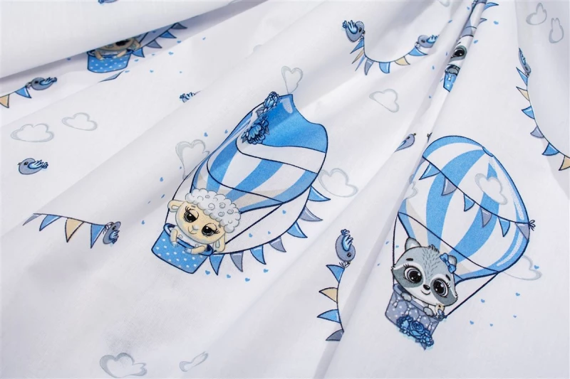 Σεντονάκι Λίκνου bebe The Floating Zoo 596 80X110 White-Blue 100% Cotton - -