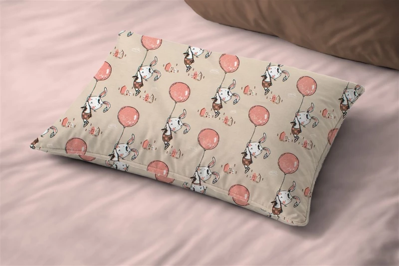 Μαξιλαροθήκη Εμπριμέ kids Floating Bunny 714 50X70 Beige-Salmon 100% Cotton - -