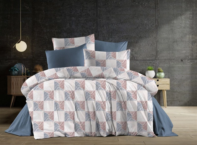 Παπλωματοθήκη Εμπριμέ Κλεοπάτρα 610 160X240 Blue-Red 70/30 Cott/Pol - -