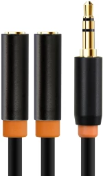 CABLETIME καλώδιο ήχου 3.5mm σε 2x 3.5mm CT-AV309-P12G, 20cm, μαύρο