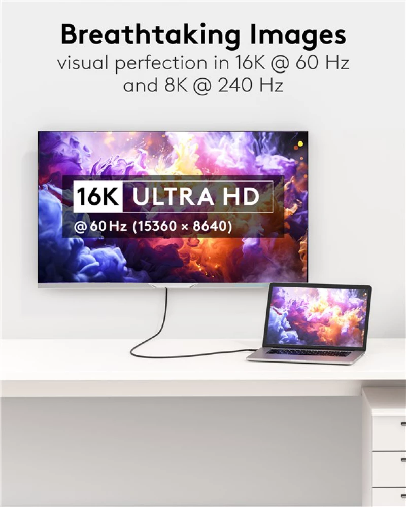GOOBAY καλώδιο HDMI 2.2 80073, 16K/60Hz, 96 Gbps, 0.50m, μαύρο