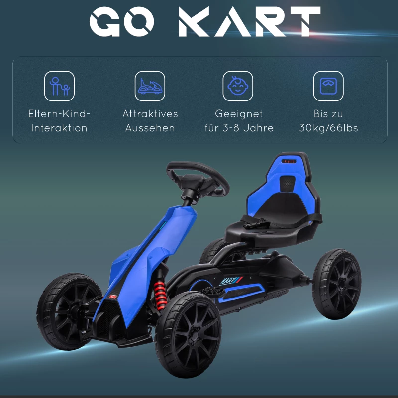 Go Kart Pedal Go Kart Reverse and Forward Gear, για παιδιά από 3 έως 8 ετών, μπλε
