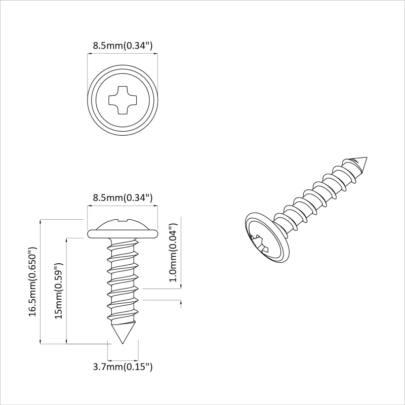vidaXL Βίδα 2 pcs Ασημί M4 x 16 χιλ Ατσάλι
