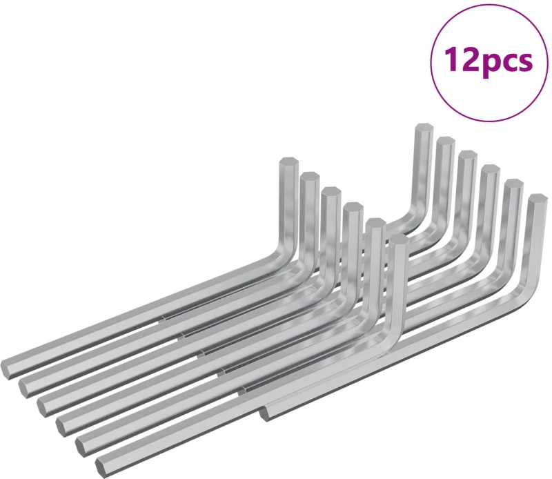vidaXL Εξαγωνικό Κλειδί 12 pcs Ασημί 20 x 52 χιλ. Ατσάλι