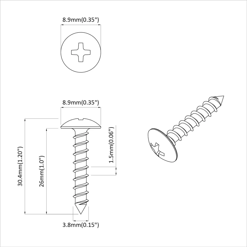 vidaXL Ξυλοβίδες 12 pcs Ασημί M4 x 28 mm Ατσάλι