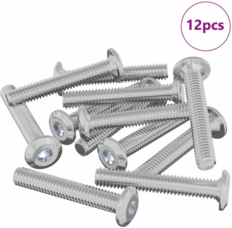 vidaXL Βίδα με κλειδί κεφαλής 12 pcs Ασημί M6 x 35 χιλ. Ατσάλι