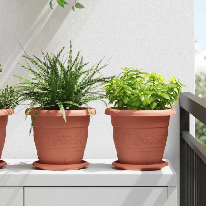 vidaXL Στρογγυλός Δίσκος Λουλουδιών 6 pcs Κεραμιδί Ø 17,5 x 2 εκ