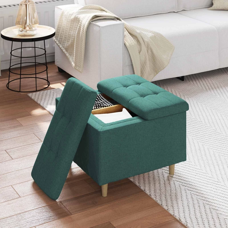 vidaXL Οθωμανικό αποθήκευσης Σκούρο Πράσινο 60 x 60 x 45 cm ύφασμα