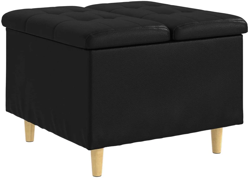 vidaXL Οθωμανικό αποθήκευσης Μαύρο 60 x 60 x 45 cm Τεχνητό δέρμα