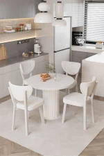 Stewehome Σετ Στρογγυλής Τραπεζαρίας με 4 Καρέκλες Λευκό/ λευκό 4x90 cm