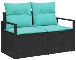 vidaXL Σετ Καναπέ 5 pcs Μαύρο και Τυρκουάζ συνθετικό ρατάν