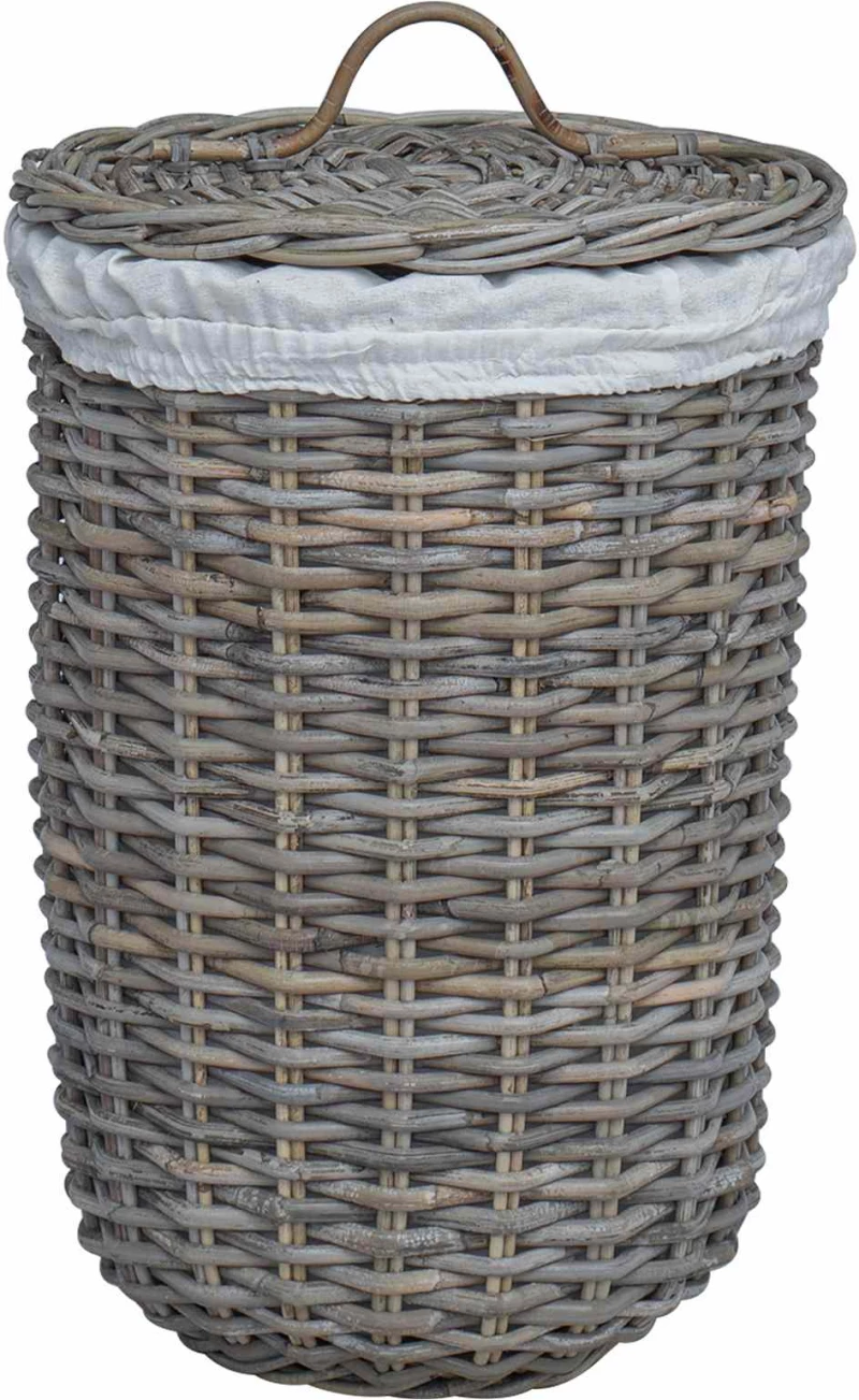 vidaXL Καλάθι Ρούχων με Καπάκι 2 pcs Γκρίζο Kubu Ρατάν Κούμπου