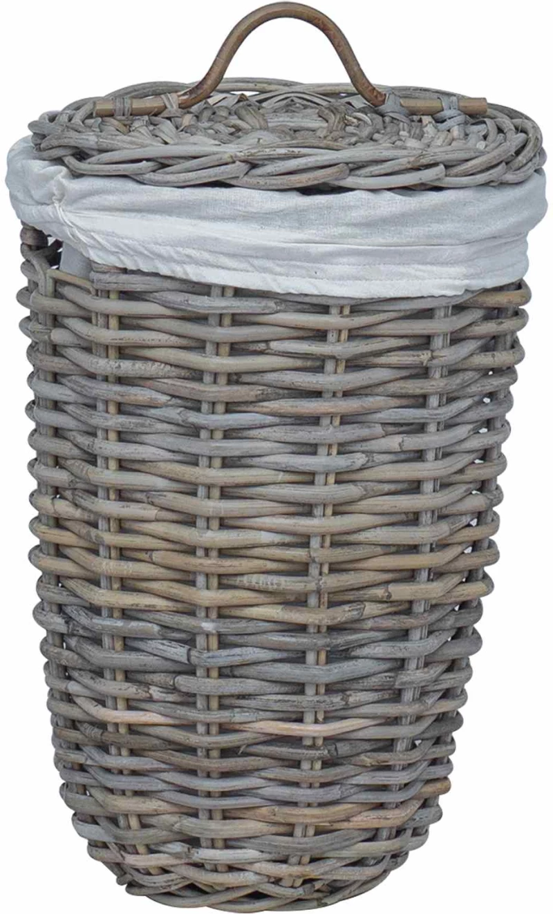 vidaXL Καλάθι Ρούχων με Καπάκι 2 pcs Γκρίζο Kubu Ρατάν Κούμπου