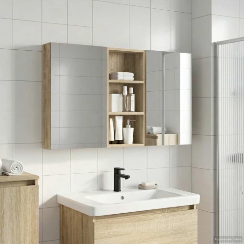 vidaXL Σετ Ντουλαπιών Μπάνιου με ράφι 3 pcs 110 x 10,5 x 60,5 εκ