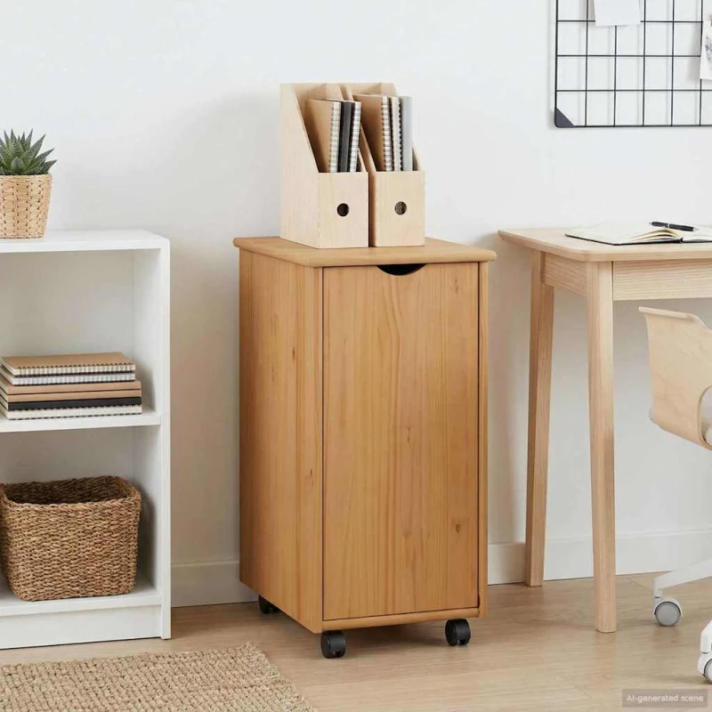 vidaXL Κινητό Ντουλάπι Μέλι Καφέ 34 x 39 x 65,5 cm Στερεό ξύλο πεύκου