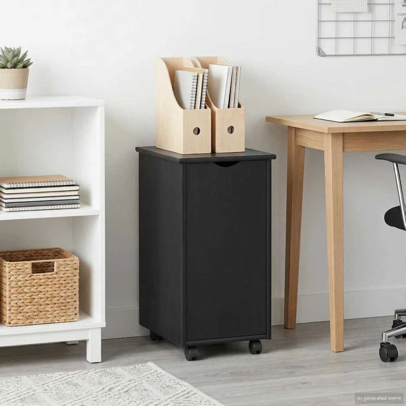 vidaXL Κινητό Ντουλάπι Μαύρο 34 x 39 x 65,5 cm Στερεό ξύλο πεύκου