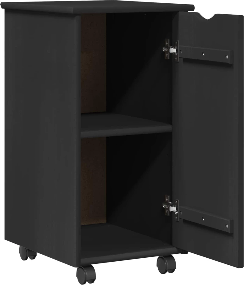 vidaXL Κινητό Ντουλάπι Μαύρο 34 x 39 x 65,5 cm Στερεό ξύλο πεύκου