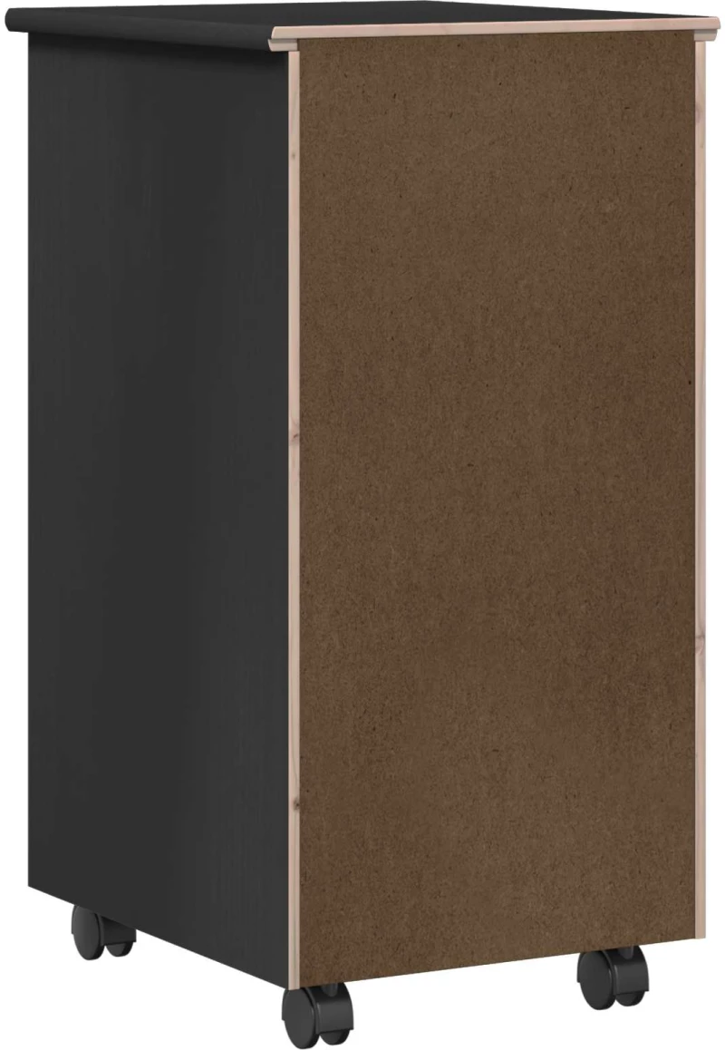 vidaXL Κινητό Ντουλάπι Μαύρο 34 x 39 x 65,5 cm Στερεό ξύλο πεύκου