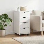 vidaXL Κινητό Ντουλάπι Λευκό 34 x 39 x 65,5 cm Στερεό ξύλο πεύκου