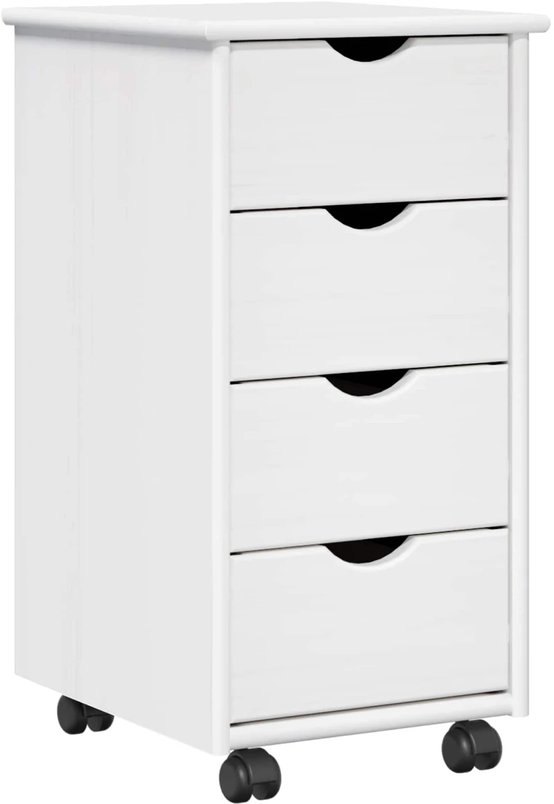 vidaXL Κινητό Ντουλάπι Λευκό 34 x 39 x 65,5 cm Στερεό ξύλο πεύκου