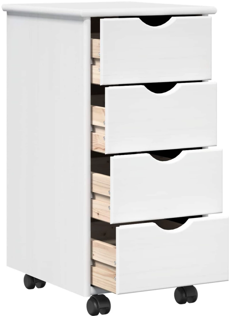 vidaXL Κινητό Ντουλάπι Λευκό 34 x 39 x 65,5 cm Στερεό ξύλο πεύκου