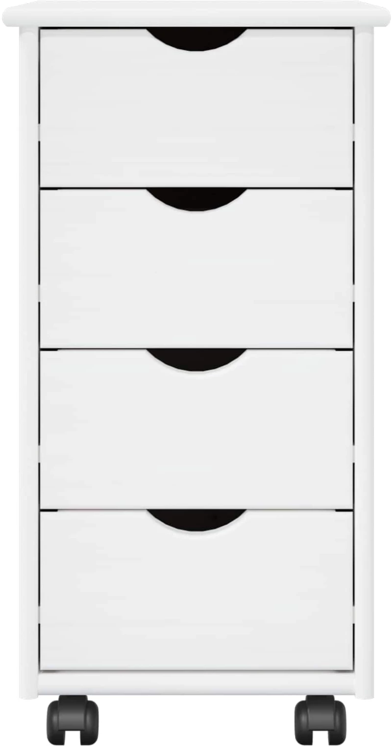vidaXL Κινητό Ντουλάπι Λευκό 34 x 39 x 65,5 cm Στερεό ξύλο πεύκου