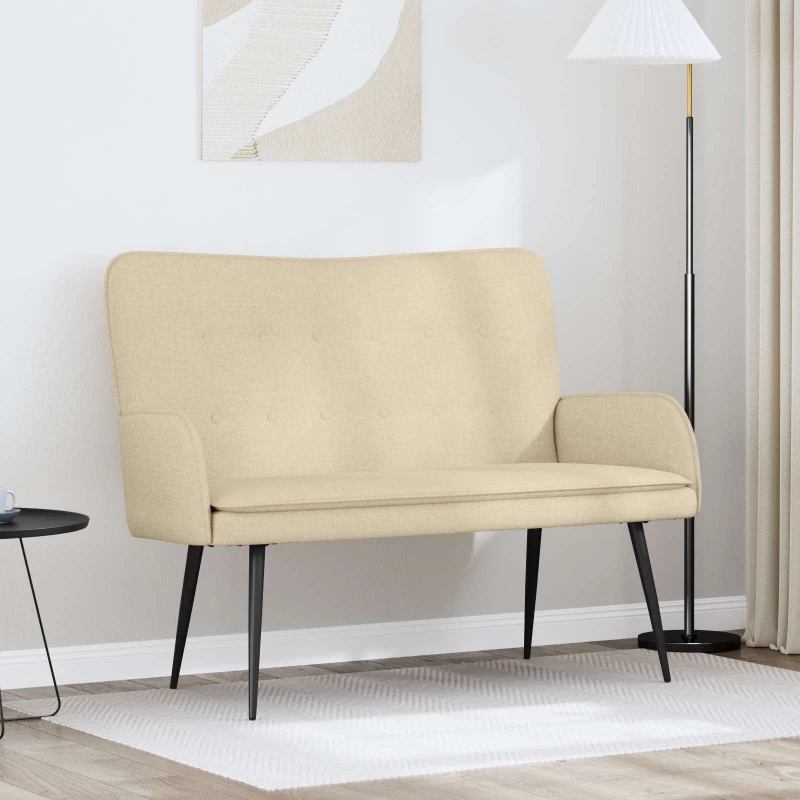 vidaXL Καναπές 2 ατόμων Κρεμ 115 x 61 x 87 εκ. Ύφασμα