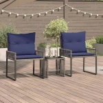 vidaXL Σετ Εξωτερικών Επίπλων 7 pcs Γκρι και Navy Blue συνθετικό ρατάν