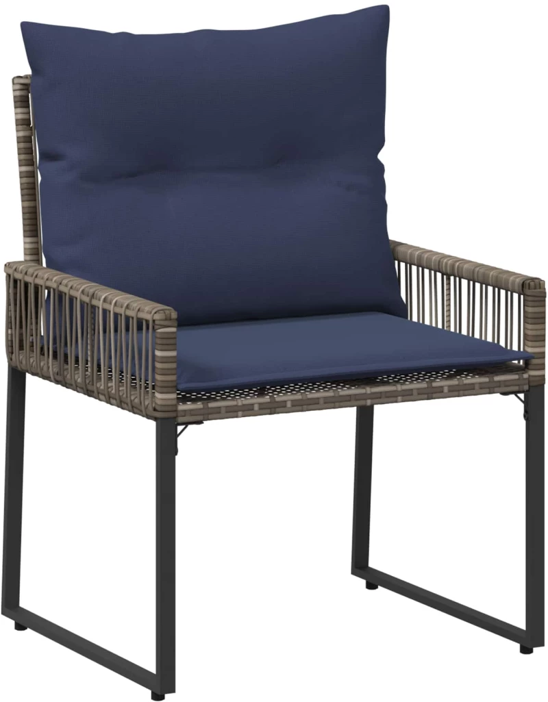 vidaXL Σετ Εξωτερικών Επίπλων 7 pcs Γκρι και Navy Blue συνθετικό ρατάν