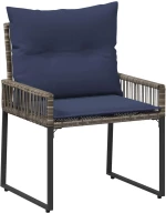 vidaXL Σετ Εξωτερικών Επίπλων 7 pcs Γκρι και Navy Blue συνθετικό ρατάν