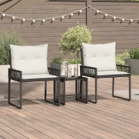 vidaXL Σετ Εξωτερικών Επίπλων με μαξιλάρι 7 pcs Μαύρο και Κρεμ Λευκό