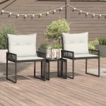 vidaXL Σετ Εξωτερικών Επίπλων με μαξιλάρι 7 pcs Μαύρο και Κρεμ Λευκό