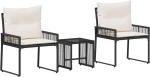 vidaXL Σετ Εξωτερικών Επίπλων με μαξιλάρι 7 pcs Μαύρο και Κρεμ Λευκό
