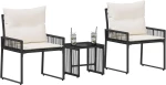 vidaXL Σετ Εξωτερικών Επίπλων με μαξιλάρι 7 pcs Μαύρο και Κρεμ Λευκό