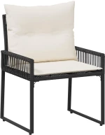 vidaXL Σετ Εξωτερικών Επίπλων με μαξιλάρι 7 pcs Μαύρο και Κρεμ Λευκό