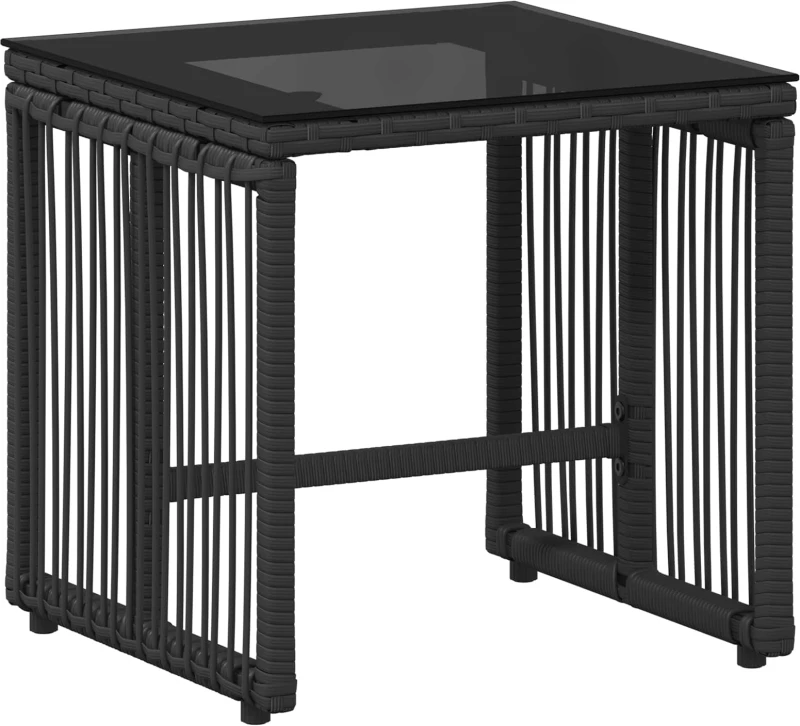 vidaXL Σετ Εξωτερικών Επίπλων με μαξιλάρι 7 pcs Μαύρο και Κρεμ Λευκό