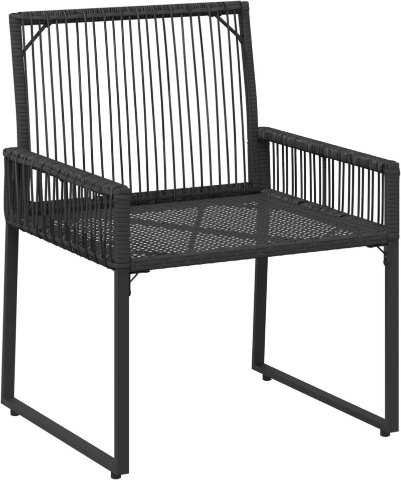 vidaXL Σετ Εξωτερικών Επίπλων με μαξιλάρι 7 pcs Μαύρο και Κρεμ Λευκό