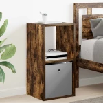 vidaXL Κομοδίνο Καπνιστό Δρύς 35 x 32 x 68,5 εκ Επεξεργασμένο ξύλο