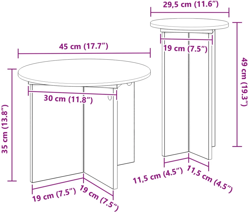 vidaXL Σετ βοηθητικά τραπεζάκια 2 pcs Καπνισμένο Ξύλο Δρυός