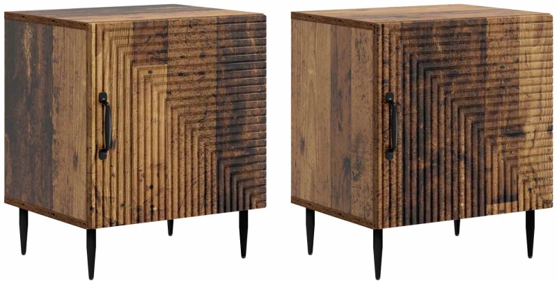 vidaXL Κομοδίνο 2 pcs Παλαιωμένο ξύλο 43 x 34,5 x 50 εκ