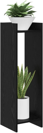 vidaXL Βάση φυτών με ράφι Μαύρη Δρυς 30 x 30 x 100 εκ