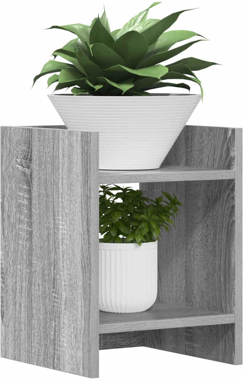 vidaXL Βάση φυτών με ράφι 2 pcs Γκρι Σονομά 30 x 30 x 40 cm