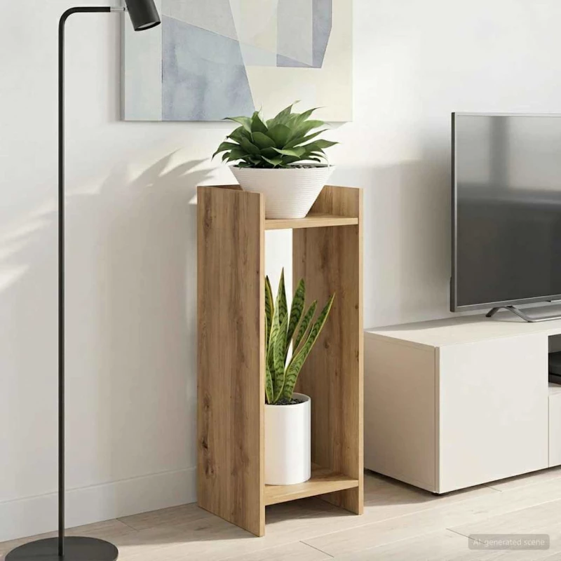vidaXL Βάση φυτών με ράφι 2 pcs Τεχνίτικη Δρυς 30 x 30 x 80 cm