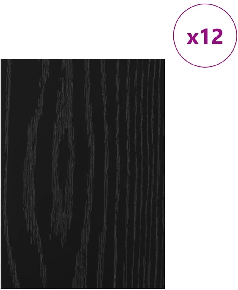 vidaXL Διακοσμητικά Πάνελ 12 pcs Μαύρη Οξυά 15 x 21 x 0.27 εκ.