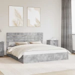 vidaXL Κρεβάτι Αποθήκης Σκυρόδεμα Γκρι 180 x 200 cm Επεξεργασμένο ξύλο