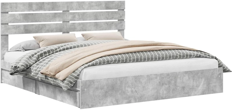 vidaXL Κρεβάτι Αποθήκης Σκυρόδεμα Γκρι 180 x 200 cm Επεξεργασμένο ξύλο
