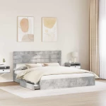 vidaXL Κρεβάτι Αποθήκης Σκυρόδεμα Γκρι 180 x 200 cm Επεξεργασμένο ξύλο